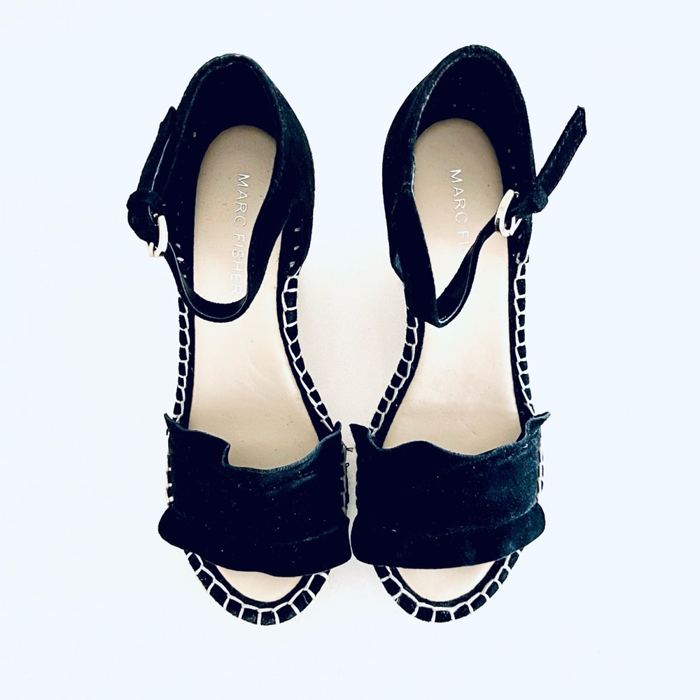 NWOT Marc Fisher Ruffle KICKOFF ESPADRILLE WEDGE SANDAL - Picture 2 of 6